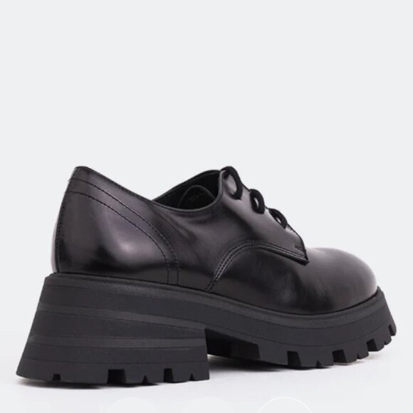 Bieber Black Leather Platform Loafers l'intervalle - Picture 3 of 9